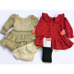 Holiday Outfits Party Dress Baby Girl 3-6 Mos. Gold Sparkly Christmas Pictures